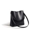 Black bucket shoulder bag sample for custom handbag manufacturing review