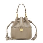 Drawstring bucket handbag sample for custom handbag manufacturing specification review
